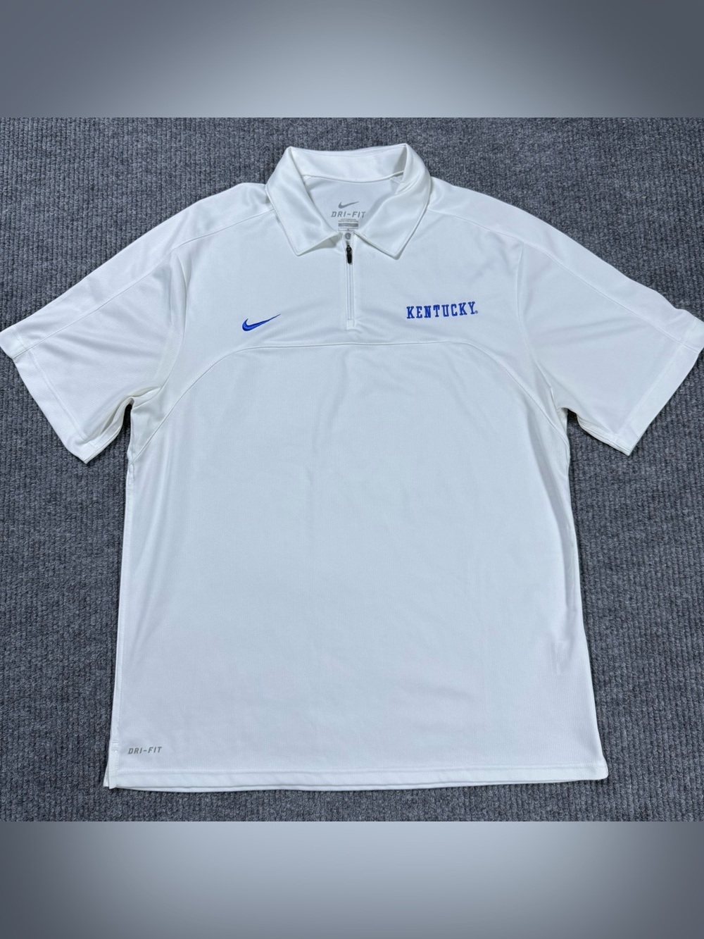 Nike Kentucky Wildcats Polo Shirt Dri Fit White Men’s Size Large Zip NCAA